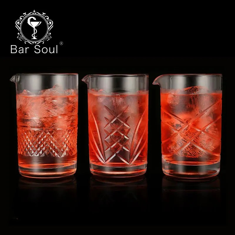 Bar Soul Mixing Cup Lead Free Glass Carving Style Hand Carved Cocktail Glass Professional Bartender Cocktail Cups Barware