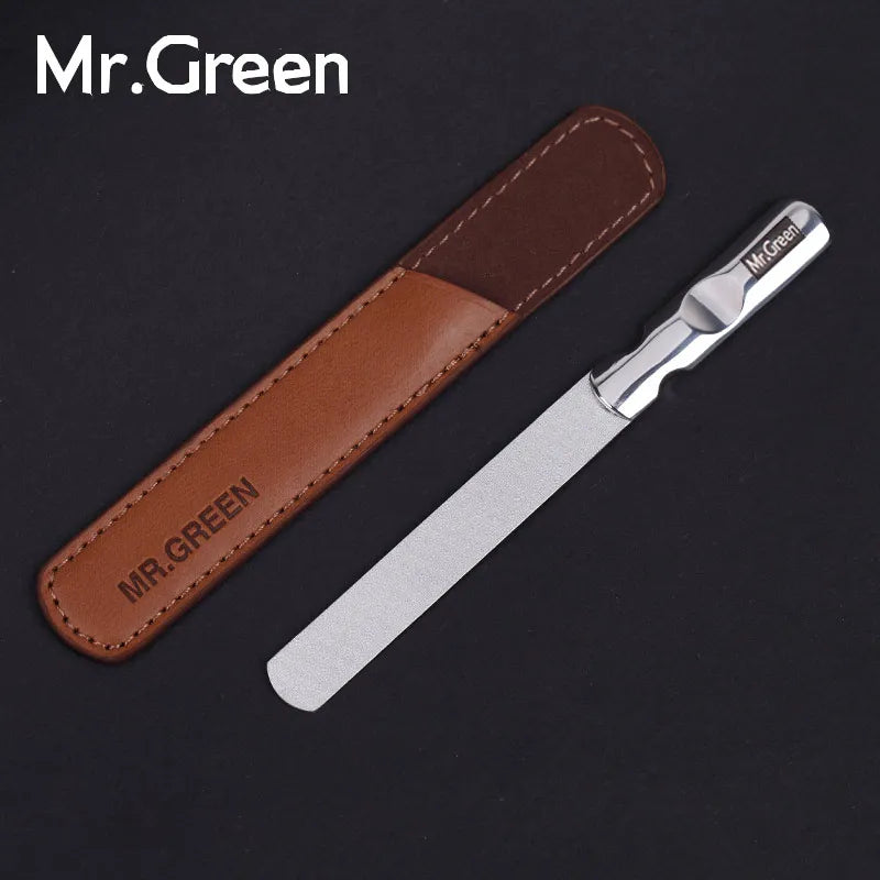 MR.GREEN Professional Imports of stainless steel metal nail file Buffer Double Side manicure tools small rubbing polishing strip