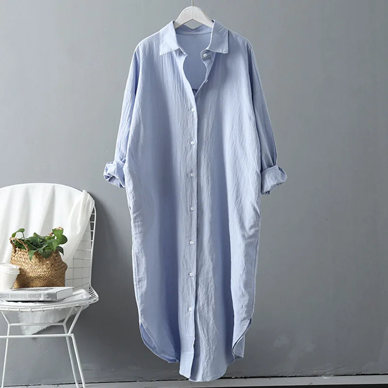 Cotton Women Blouse Shirt Dress